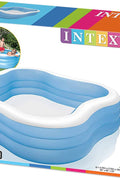 Intex Inflatable Family Pool – Blue Wave Design
Backyard Inflatable Pool – Intex 321 Gallon Capacity
Kids Swimming in Intex Wave Pool – Outdoor Setup
Large Inflatable Pool with Repair Patch – Top View