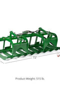 John Deere-compatible root grapple – front view

Dual grapple arms with 25-inch opening – side view