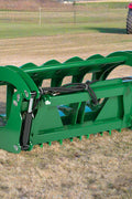 Green root grapple rake for John Deere tractors – 60 inch model
Dual-arm grapple rake with hook and pin mount – front view
Heavy-duty brush clearing grapple attachment – 72 inch width