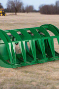 Green root grapple rake for John Deere tractors – 60 inch model
Dual-arm grapple rake with hook and pin mount – front view
Heavy-duty brush clearing grapple attachment – 72 inch width