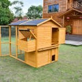 Large Wooden Walk-In Chicken Coop with Nesting Boxes and Outdoor Run for 10 Chickens