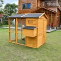 Large Wooden Walk-In Chicken Coop with Nesting Boxes and Outdoor Run for 10 Chickens