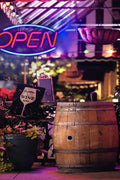 “Red and blue LED open neon sign on bedroom wall”

“Decorative LED open light sign glowing in dark room”

“Compact wall-mount LED open sign for stores or home use”