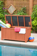 Leisure Season Wooden Deck Storage Box - Front View

Outdoor Wooden Patio Storage Bench - Leisure Season DB4820

Weatherproof Wooden Garden Storage Chest

Wooden Deck Storage Box with Lift-Up Lid

Patio Storage and Seating Box for Garden Tools and Accessories