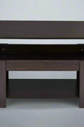 Lift-top coffee table with storage compartment and laptop workstation function – modern accent design in brown and white finish