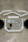 Log Skidding Arch ATV Trailer Dolly – 1000 lb capacity with manual winch, white frame and black tires for forestry and trail hauling