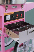 Pink Candy Floss Machine with Dome Cover – Front View

Commercial Cotton Candy Machine – Close-Up of Controls

Candy Floss Cart with Wheels – Party Setup

Dome Cover Cotton Candy Maker – Rear View

Pink Cotton Candy Machine in Use – Carnival Event