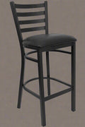 Black metal bar stool with low-back and vinyl seat

SG60002T restaurant chair – side view

Commercial bar stool with padded seat and ladder-back

Stackable metal bar chairs for bar and kitchen

Durable black powder-coated steel bar stool

