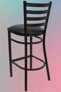 Black metal bar stool with low-back and vinyl seat

SG60002T restaurant chair – side view

Commercial bar stool with padded seat and ladder-back

Stackable metal bar chairs for bar and kitchen

Durable black powder-coated steel bar stool

