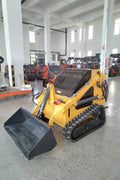 “T380 compact skid steer loader with rubber tracks”

“T460 mini tracked loader for landscaping and excavation”

“Heavy-duty skid steer with universal quick attach plate”

“Tracked compact construction loader in yellow”