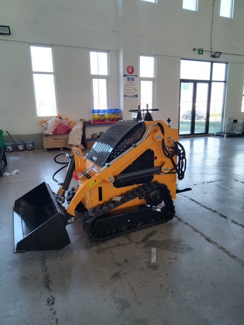 “T380 compact skid steer loader with rubber tracks”

“T460 mini tracked loader for landscaping and excavation”

“Heavy-duty skid steer with universal quick attach plate”

“Tracked compact construction loader in yellow”