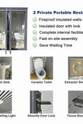 Gray single toilet portable restroom trailer
Double stall mobile toilet unit for construction use
Interior view of portable washroom with sink
Mobile shower unit with privacy enclosure
Pre-installed fixtures inside portable toilet and shower model