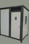 Gray single toilet portable restroom trailer
Double stall mobile toilet unit for construction use
Interior view of portable washroom with sink
Mobile shower unit with privacy enclosure
Pre-installed fixtures inside portable toilet and shower model