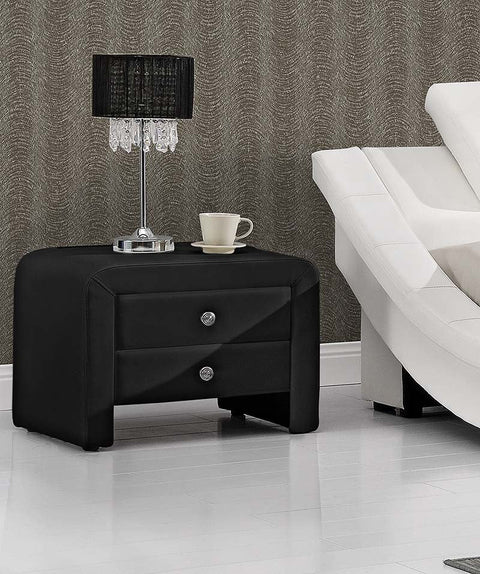 "Modern 2-Drawer Upholstered Bedside Table Nightstand – White Finish"

"Contemporary Black Faux Leather Nightstand with Two Drawers"

"Modern White Bedside Table with Sleek Upholstered Finish"

"Minimalist 2 Drawer Nightstand for Bedroom Storage"

