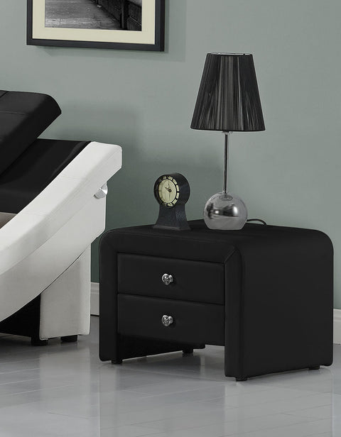 "Modern 2-Drawer Upholstered Bedside Table Nightstand – White Finish"

"Contemporary Black Faux Leather Nightstand with Two Drawers"

"Modern White Bedside Table with Sleek Upholstered Finish"

"Minimalist 2 Drawer Nightstand for Bedroom Storage"

