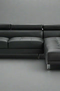 Modern Black L-Shape Sofa in Contemporary Living Room Setup

Left-Facing Sectional Sofa with Adjustable Headrests

Side Profile of L-Shaped Sectional with Leather Upholstery

Top View of Black Corner Sofa in Right Orientation

Close-Up of Seat Cushions and Stitching on Black Sectional Couch