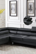 Modern Black L-Shape Sofa in Contemporary Living Room Setup

Left-Facing Sectional Sofa with Adjustable Headrests

Side Profile of L-Shaped Sectional with Leather Upholstery

Top View of Black Corner Sofa in Right Orientation

Close-Up of Seat Cushions and Stitching on Black Sectional Couch