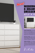 “White high gloss 2-drawer bedroom dresser”

“Black modern drawer chest with glossy finish”

“Modern white storage cabinet in bedroom setting”

“High gloss 8-drawer dresser for large storage”

“Contemporary white and black dressers for bedrooms”

