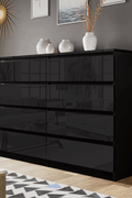 “White high gloss 2-drawer bedroom dresser”

“Black modern drawer chest with glossy finish”

“Modern white storage cabinet in bedroom setting”

“High gloss 8-drawer dresser for large storage”

“Contemporary white and black dressers for bedrooms”

