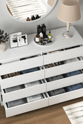 “White high gloss 2-drawer bedroom dresser”

“Black modern drawer chest with glossy finish”

“Modern white storage cabinet in bedroom setting”

“High gloss 8-drawer dresser for large storage”

“Contemporary white and black dressers for bedrooms”

