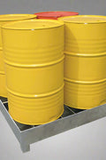 "Heavy-duty oil drum spill containment bin for hazardous materials"

"Yellow hazmat storage bin for 55-gallon drums exceeding 110% capacity"

"Industrial spill control pallet for safe hazardous material handling"