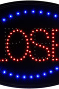 “LED open closed sign with flashing red and blue lights”

“23x14 LED sign for store window with hanging chain”

“Bright compact LED open closed display board”