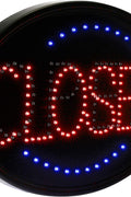 “LED open closed sign with flashing red and blue lights”

“23x14 LED sign for store window with hanging chain”

“Bright compact LED open closed display board”