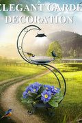 daytime use of metal bird bath planter in backyard landscaping
