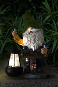 Garden gnome statue with LED lantern in hand
Outdoor solar-powered welcome gnome for patio or yard
Resin gnome lawn sculpture with night light