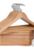 New Premium 20 Pack Wooden Clothes Hangers – Heavy - Duty Dark Natural Wood Coat Hangers with Smooth Finish & Non - Slip Bar AMWCH02 - with | Sold by Uncle Wiener's Wholesale