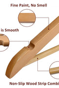 New Premium 20 Pack Wooden Clothes Hangers – Heavy - Duty Dark Natural Wood Coat Hangers with Smooth Finish & Non - Slip Bar AMWCH02 - with | Sold by Uncle Wiener's Wholesale