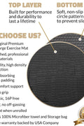 woman exercising on black non-slip fitness mat at home

large gorilla mat for home gym with yoga straps

extra thick workout mat for HIIT and cardio training

folded 7mm thick gym mat with carry handle

yoga and strength training on extra-large exercise mat