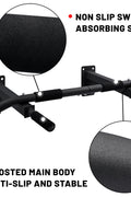 Wall-mounted black steel pull-up bar – front angle view

Pull-up bar installed on wall for home gym

Multi-grip fitness pull-up bar with foam handles

Compact strength training bar for upper-body workouts

Wall mount hardware and bar installation demonstration