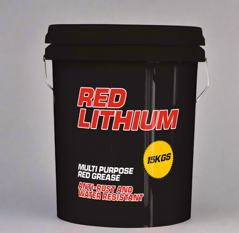 Red Lithium Grease 14 oz Tube
Grease tube close-up with red branding
Open grease container showing product texture
Bulk box packaging for 30-pack
High-capacity grease barrel for industrial use