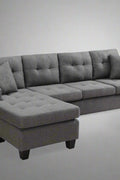 Reversible 4-Seater L-Shape Sectional Sofa with Chaise and Ottoman – Modern Upholstered Couch for Apartments and Small Living Rooms