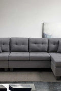 Reversible 4-Seater L-Shape Sectional Sofa with Chaise and Ottoman – Modern Upholstered Couch for Apartments and Small Living Rooms