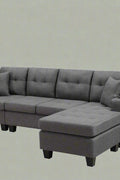 Reversible 4-Seater L-Shape Sectional Sofa with Chaise and Ottoman – Modern Upholstered Couch for Apartments and Small Living Rooms
