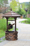 New Round Wooden Garden Water Fountain – Rustic Outdoor Patio Decor with Soothing Water Flow WWF52 - with | Sold by Uncle Wiener's Wholesale