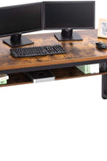 Rustic industrial desk with metal frame

55 inch waterproof desk with storage shelf

TLCD04 office workstation setup

Side view of heavy-duty computer desk

Desk for home office or gaming with built-in shelf