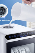 Portable countertop dishwasher for RV and cabin with dual spray arms and high-temperature drying