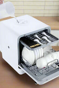 Portable countertop dishwasher for RV and cabin with dual spray arms and high-temperature drying