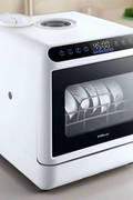Portable countertop dishwasher for RV and cabin with dual spray arms and high-temperature drying