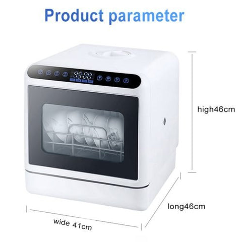 Portable countertop dishwasher for RV and cabin with dual spray arms and high-temperature drying