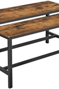 "Rustic wooden dining bench with flat seat and metal frame – set of 2 kitchen benches"