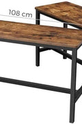 "Rustic wooden dining bench with flat seat and metal frame – set of 2 kitchen benches"