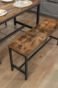 "Rustic wooden dining bench with flat seat and metal frame – set of 2 kitchen benches"