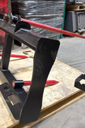 SSBF49 3-Prong Bale Spear mounted on skid steer
Side view of skid steer bale spear attachment
Skid steer hay fork attachment with 3 spears