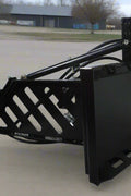 Skid steer PTO adapter with quick attach arms
Full view of 965071 skid steer PTO adapter
PTO adapter showing hydraulic hookups
Rear view of the 3-point quick attach
Skid steer attachment connected to PTO adapter