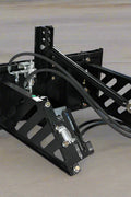Skid steer PTO adapter with quick attach arms
Full view of 965071 skid steer PTO adapter
PTO adapter showing hydraulic hookups
Rear view of the 3-point quick attach
Skid steer attachment connected to PTO adapter