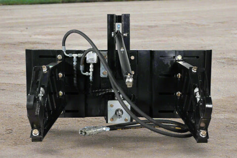 Skid steer PTO adapter with quick attach arms
Full view of 965071 skid steer PTO adapter
PTO adapter showing hydraulic hookups
Rear view of the 3-point quick attach
Skid steer attachment connected to PTO adapter